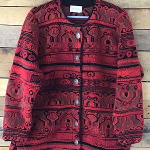 Vtg Duffel Sportswear Sherpa Fleece Jacket Button Front Pockets Women’s XL (?)